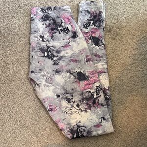 lululemon athletica Floral Patterned Leggings - Gray, Pink, Black
